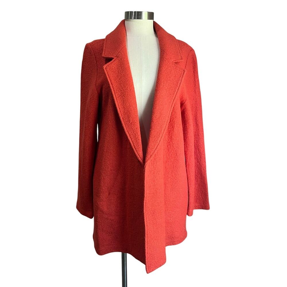 Rachel Zoe Orange Wool Blend Pocket Collared Long Sleeve Coat Size M